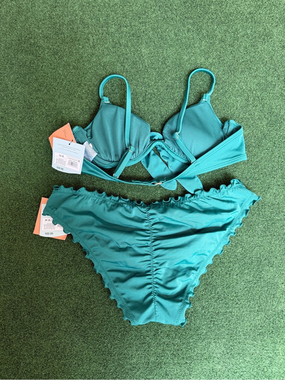 Shade & Shore Teal Ruffled Bikini Set - Picture 2 of 6
